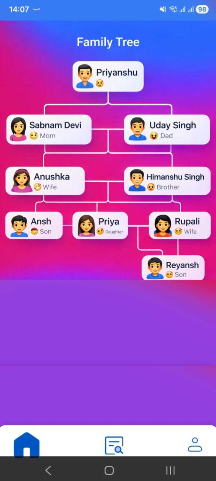 Vanshavali family tree application screenshot